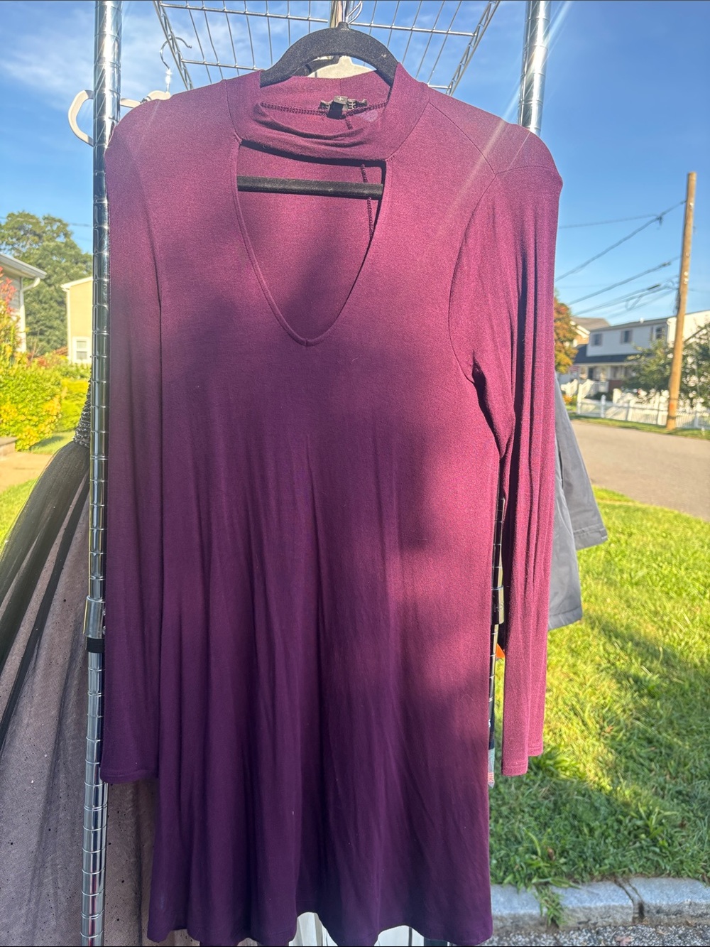 Express Women's Plum Long Sleeve V-Neck Tunic